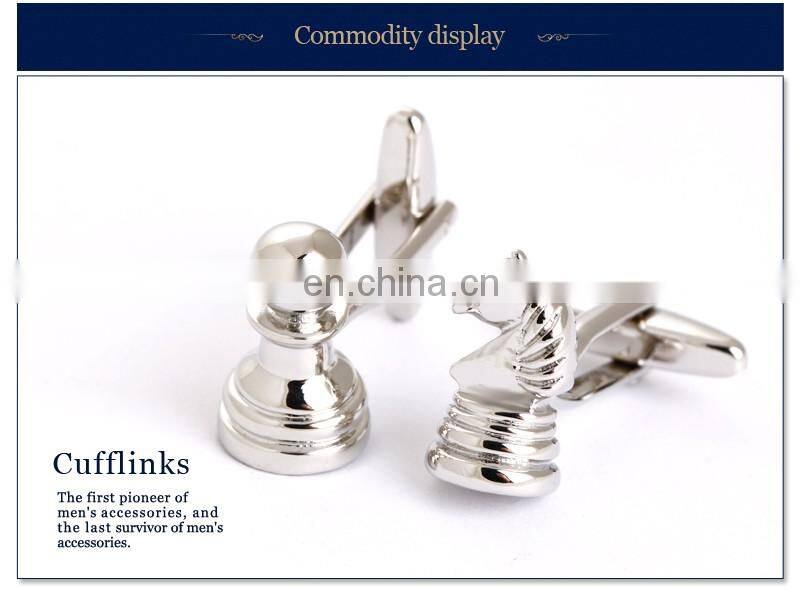International Chess Knight and Pawn Silver Men Chess Cufflinks