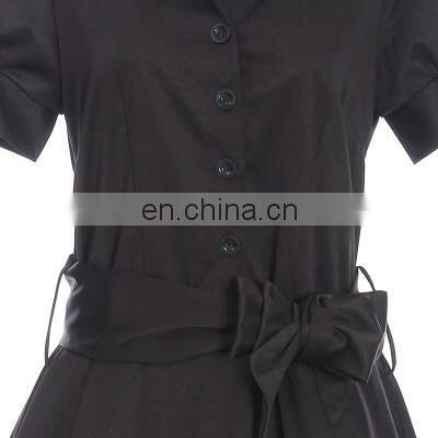 in stock wholesale short sleeves black wedding bridal shirt dress