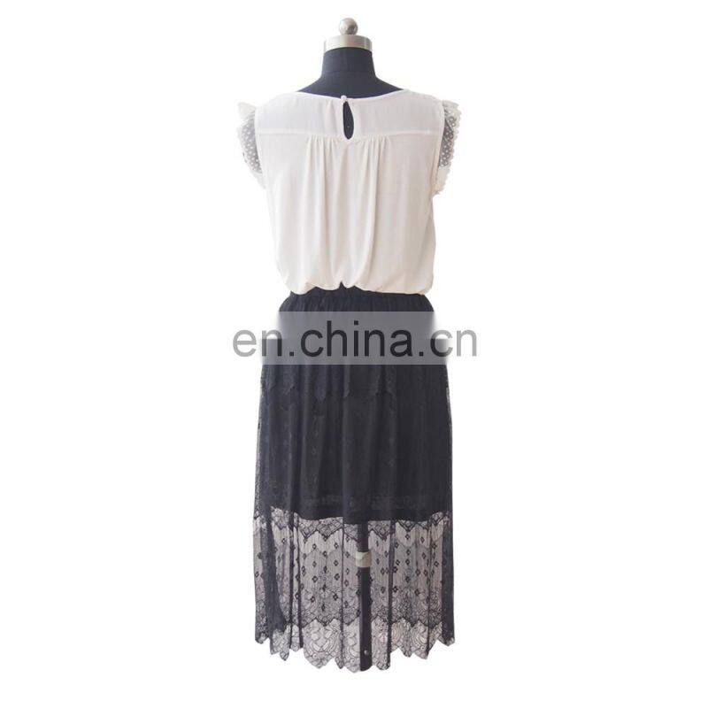 New style sexy lace knee length skirt with underskit