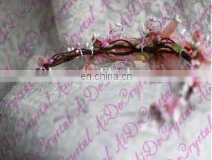 Aidocrystal beautiful light pink artificial flowers tiaras,flower garland headband