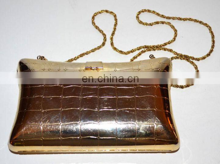 Vintage Decorative Brass and Copper Pillow Purse with Velvet Interior