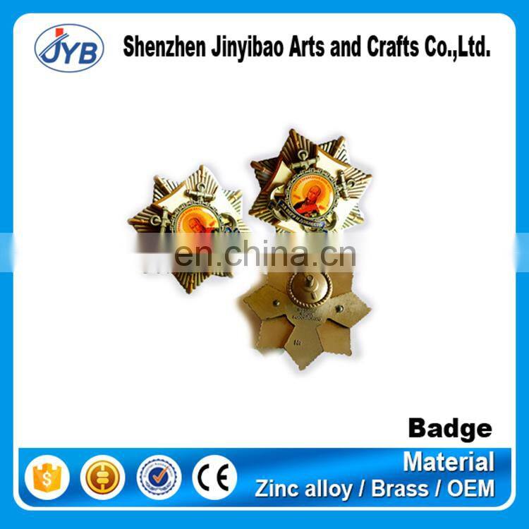 custom high end metal copper 0.6mm name tags bronze plate badge