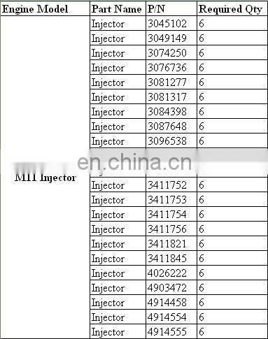 diesel engine nta855 kta19 kta38 kta50 m11 injector