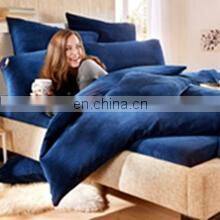 i@home 100%polyester soild color microfiber coral fleece bed duvet cover sheet set