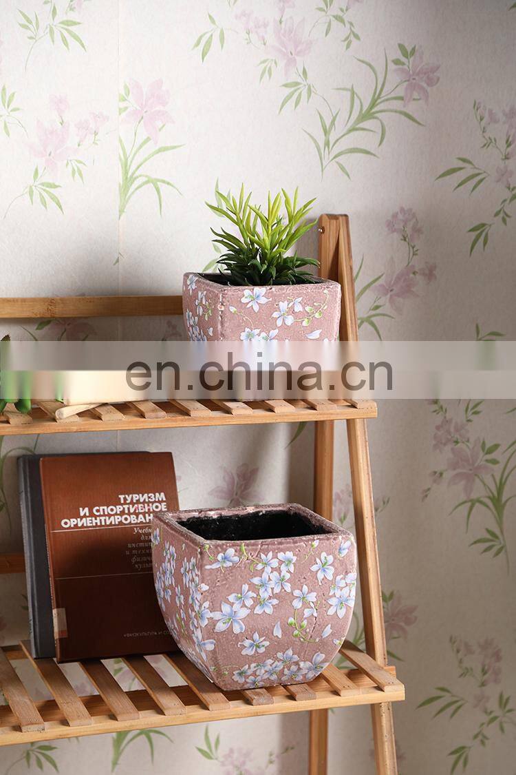 Garden supplies cheap custom indoor balcony home decor pink square large flower plant pots for succulent