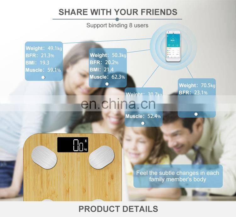 Factory Supplier Low Battery Bamboo Blue Tooth LED Digital Battery Kitchen Scale