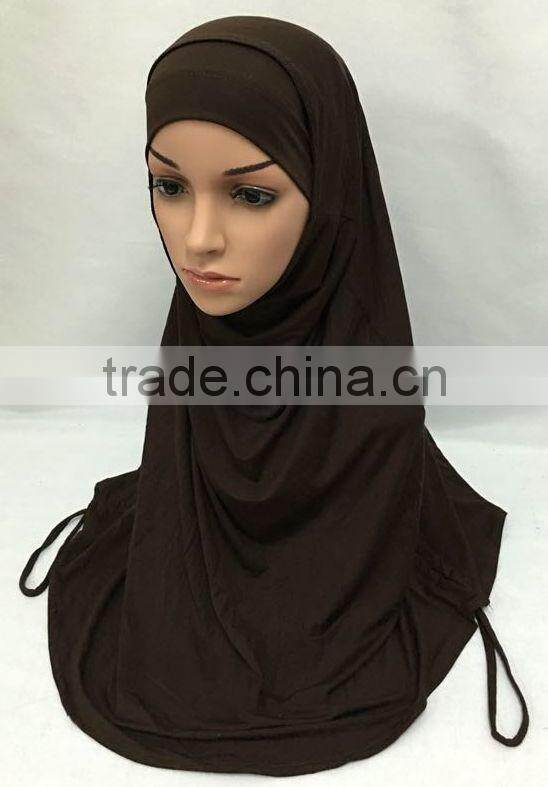 SOLID COLOR TWO PIECES modal COTTON HIJAB elastic long hejab
