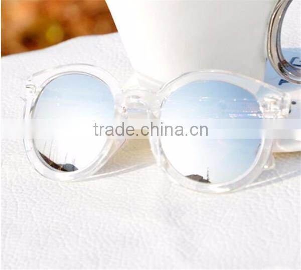2016 women new style fashion round translucent crystal frame sunglasses