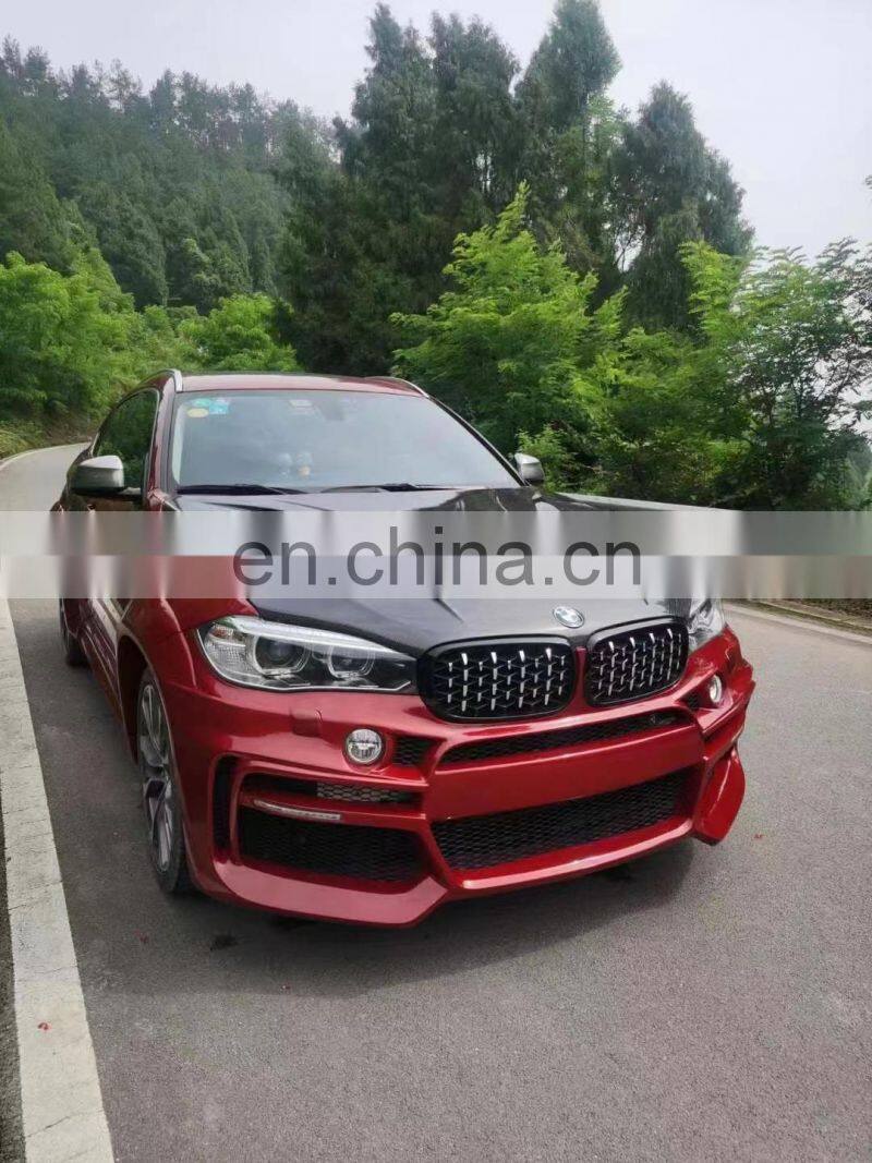 Runde Resin Or Half Carbon Material Front Bumper Rear Bumper Side SKirts Fender For BMW X6 F16 Haman Style Wide Body Kit