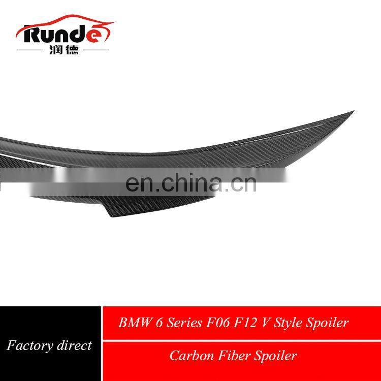 Runde Auto Parts High Quality V Style Carbon Fiber Rear Spoiler Wing for 2011-2020 BMW 6 Series F06 F12 Spoiler
