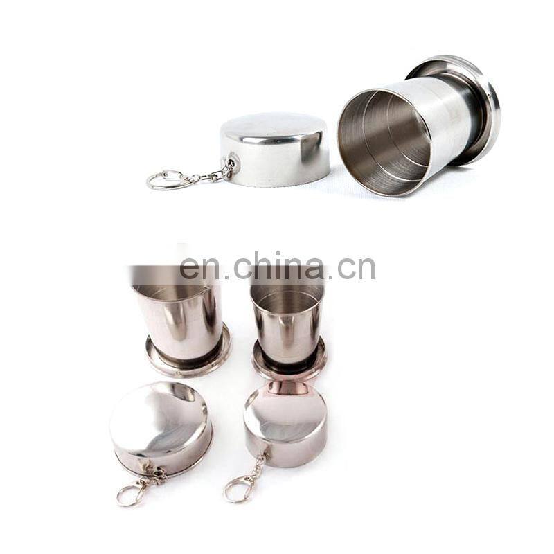 75ml/150ml/250ml Stainless Steel Folding Cup Portable Outdoor Travel Camping Telescopic Cup with Keychain Water Coffee Handcup