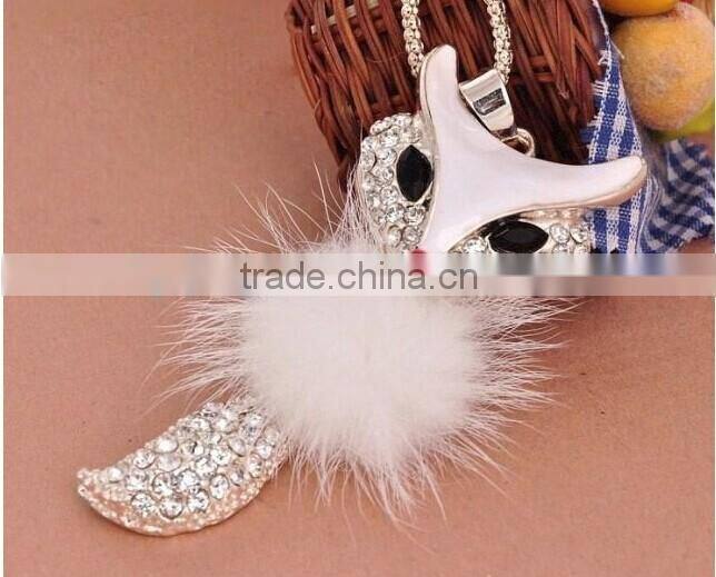 2014 fashion fox long necklace for sweater