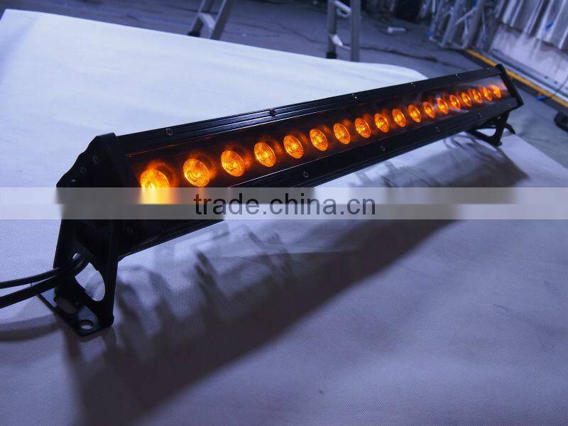 Led waterproof IP65 wash bar 18*12W die-cast aluminium housing RGBWA+UV 6in1 Leds linear dimming DMX512 LCD screen display