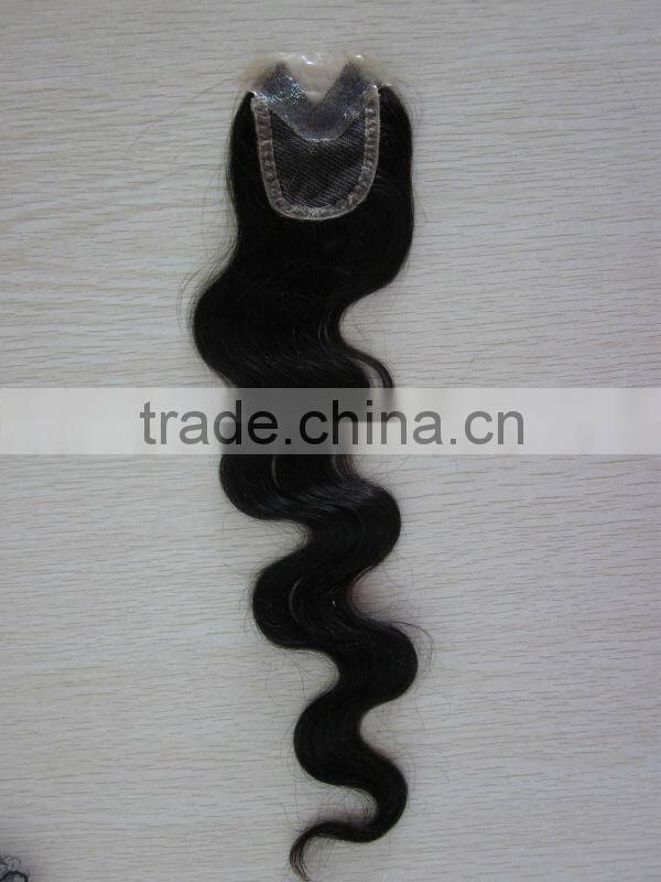 100% human hair silk PU base top lace front closure hair pieces