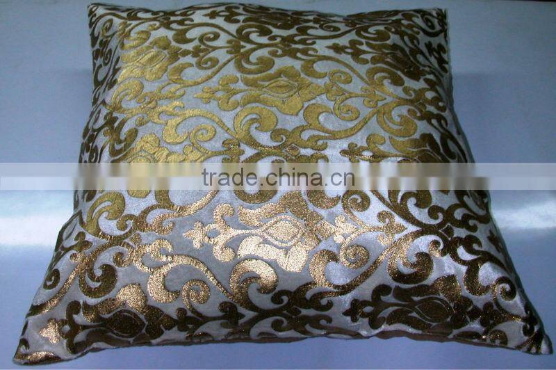 Foil printed cushion cover on velvet fabric,