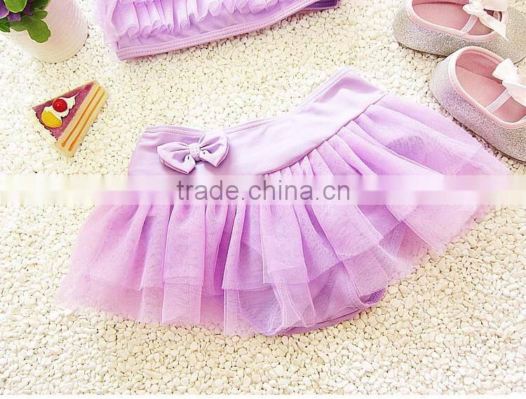 Korean Style kids swimwear cute flower bikini chiffon lace strap baby girls swimwear for 2-8 years