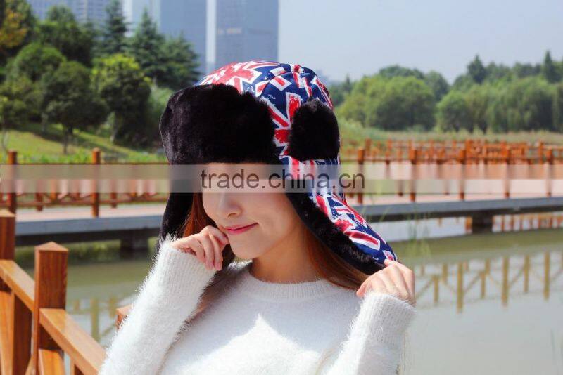 New United Kingdom Flag Printed Women Men Winter Hat And Caps With Earflap