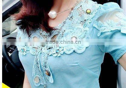 Embroidered Water Soluble Milk Fiber White Collar