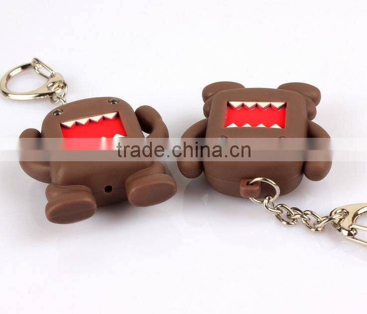 Hot Sale Cartoon Figure Domo Led Flashlight Soundable Key Chain