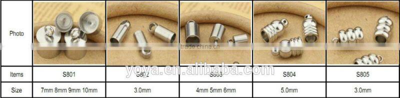 S804 Fit 5mm stainless steel end caps for jewelry or tassels,drawstring stopper