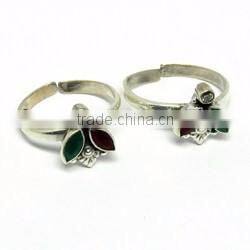 Path Of Life !! Green CZ 925 Sterling Silver Toe Rings, Unique Silver Jewelry, Gemstone Toe Rings
