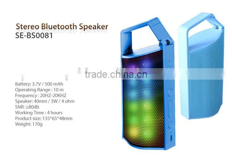 Multi Color Flash LED Wireless Bluetooth Portable Speaker Built in Mirco for Handsfree Suuport FM TF CARD