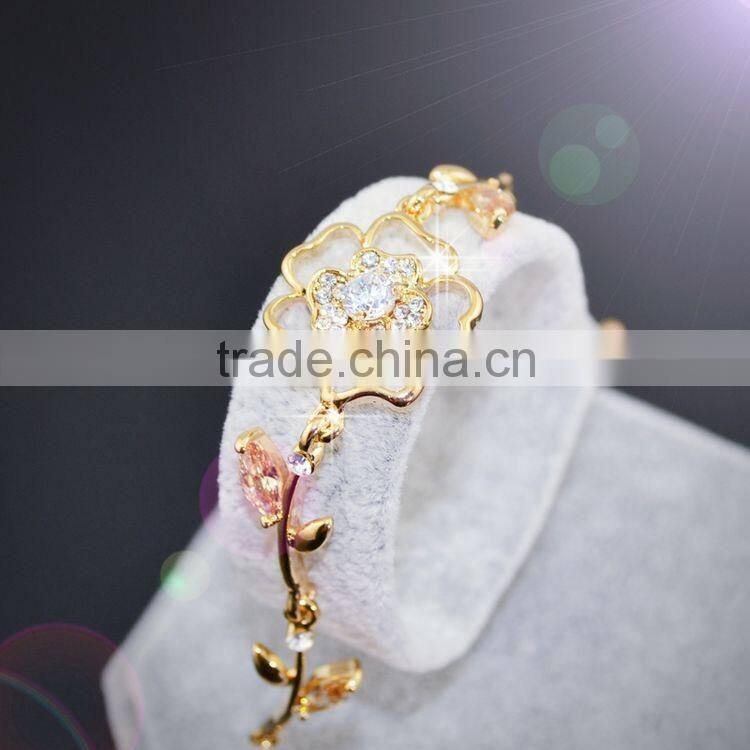 Newest Arrival 18K Gold Plated Bracelet Women's Cubic Zircon Flower Bracelet Jewelry