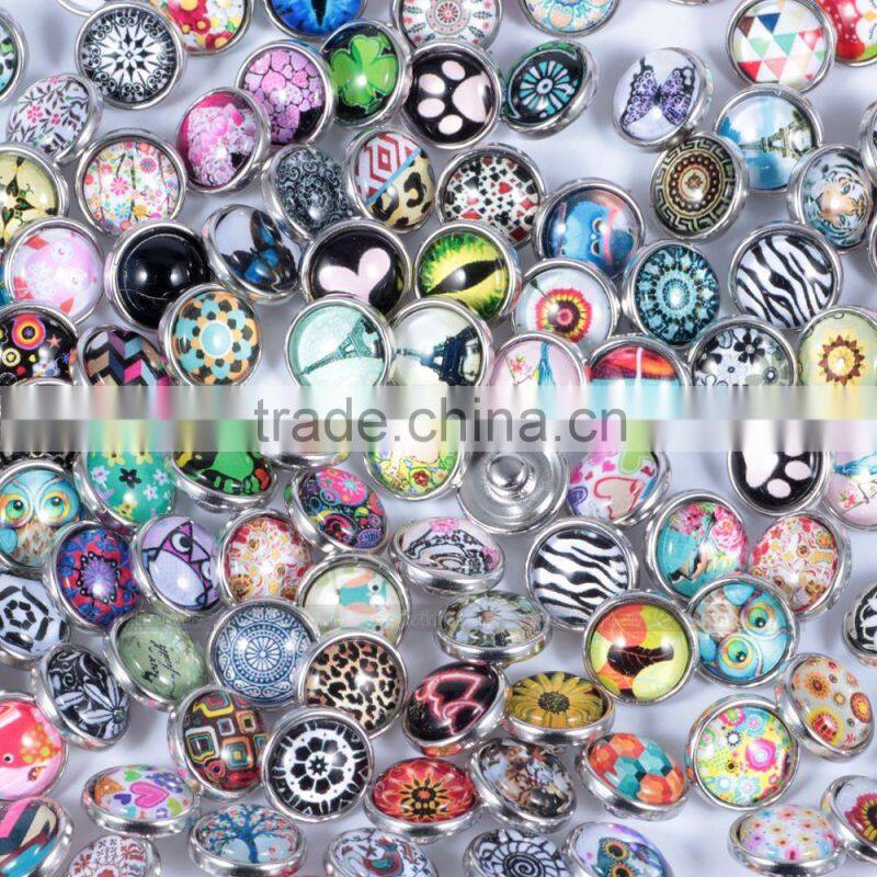 Customized DIY 12mm Glass snap button for interchangeable charm jewelry Cousin jewelry