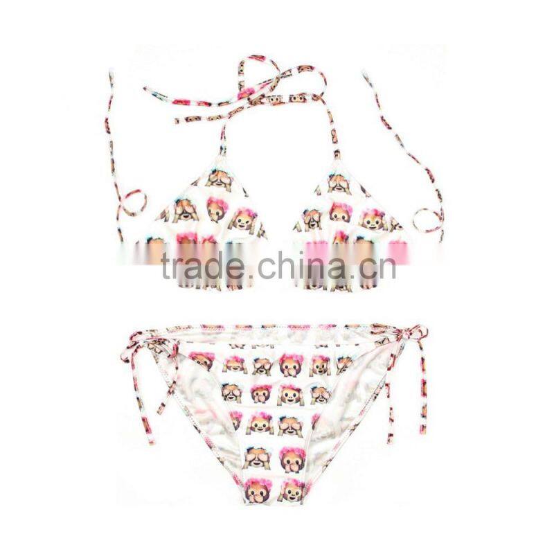 Emoji Digital Print Beautiful Sex Girl Bikini