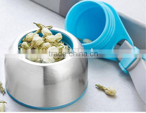 best sell lovely round shape glass tea infuser bottle with sleeve and tea holder