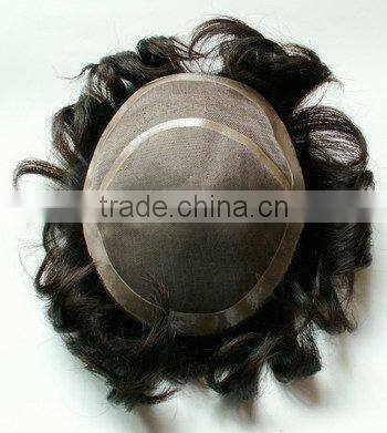 Top quality stock Indian human hair swiss lace base mens toupee