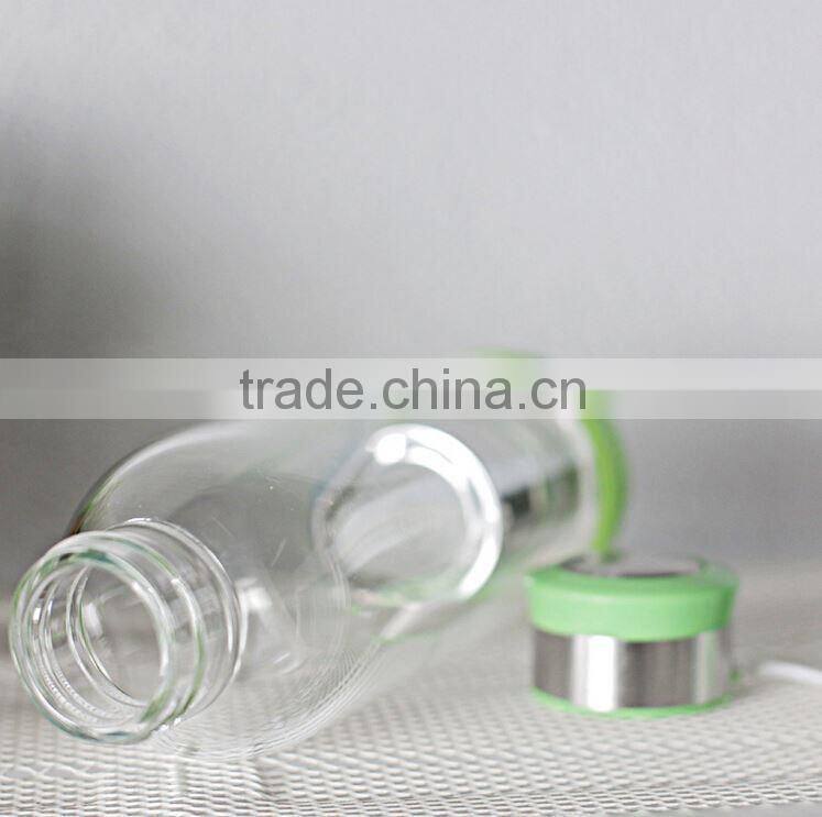 500ml car sport outdoor Portable Sports High Borosilicate Tea Filter Glass Water Bottle with Tea Infuser 2015