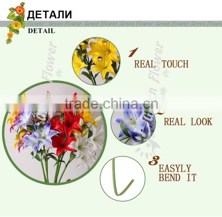 2016 Wholesale 5 heads Multicolor Artificial Flowers Lily Real Touch Bouquet Wedding Bridal Home Declarative flowers