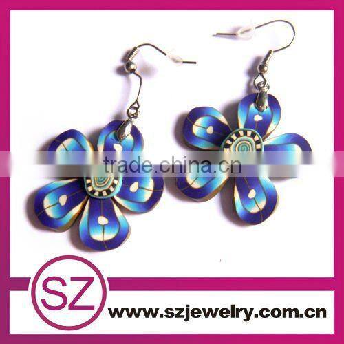 Cheapest & pretty polymer clay flower pattern hoop earring