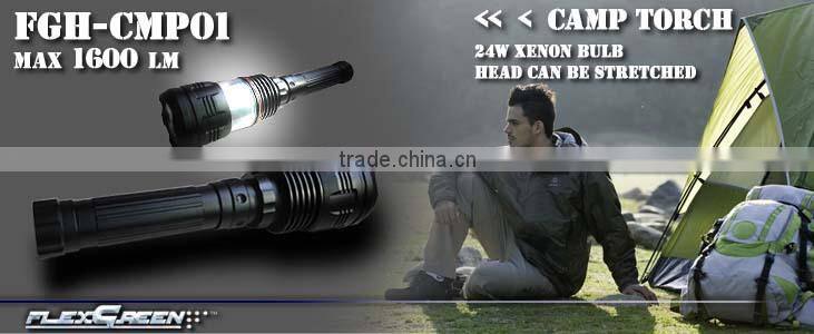 rechargeable 18650 battery hard anodizing 24W HID camping torch
