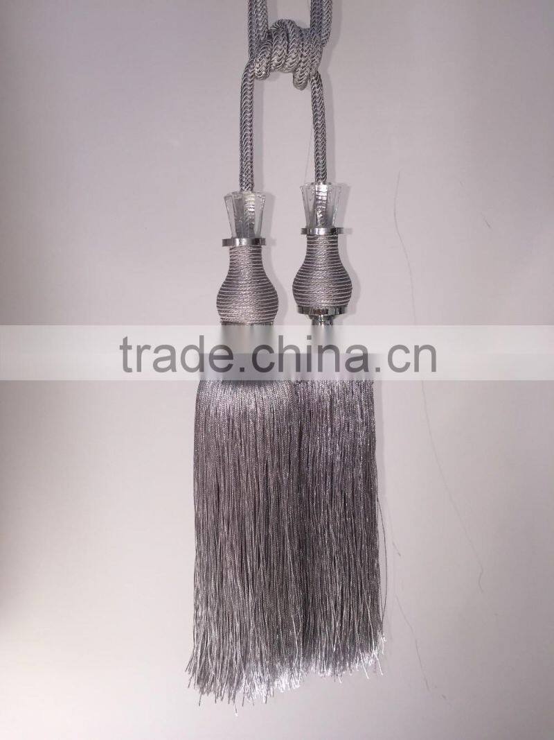 Curtain accessories wholesale tassels polyester material curtain tiebacks with crystal bead