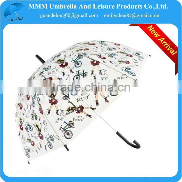 2014 HOT 23inch full printing PVC transparent apollo umbrella