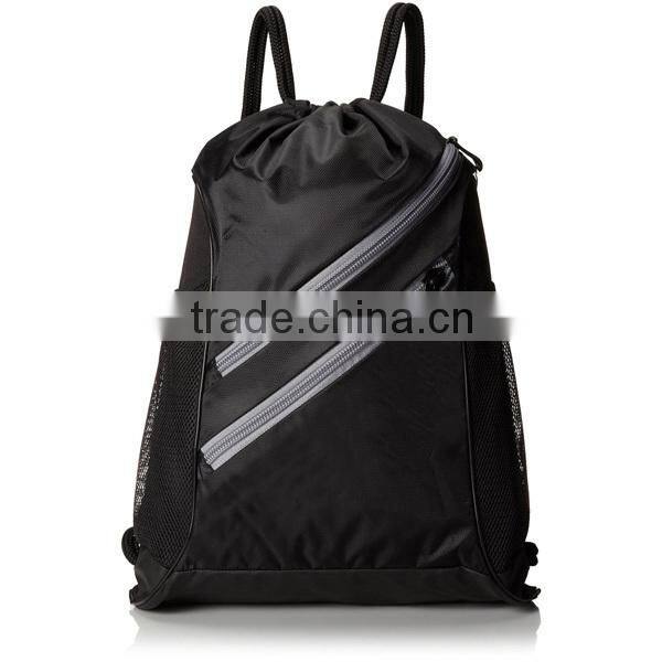 Durable Zippered Nylon Sports Canvas Drawstring Backpack Bag