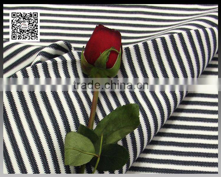 2016 fashion shripe style pattern fabric 65% polyester 32% rayon 3%spandex ladies fashion dress