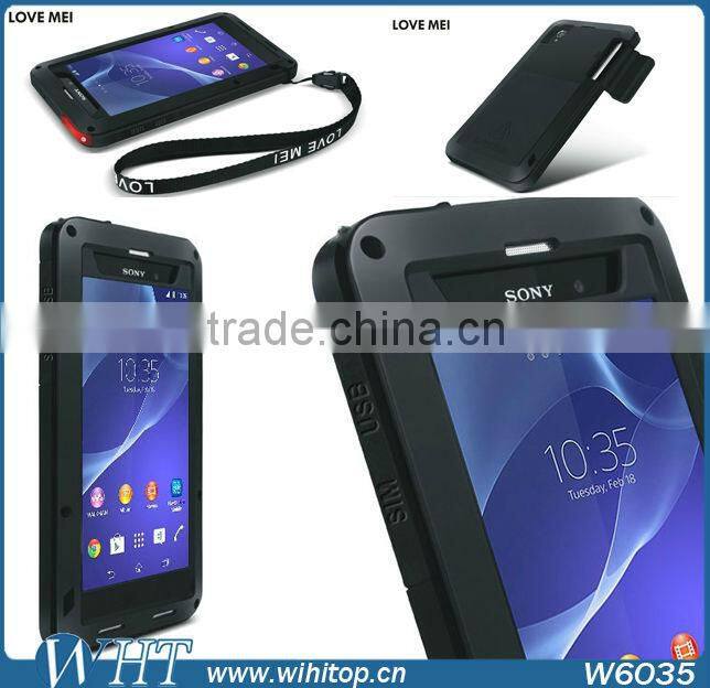 Shockproof Waterproof Case for Sony Xperia Z2 Aluminum Case Metal Powerful Case with Gorilla Glass