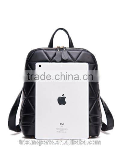 high quality korean style black woman leather leisure backpack