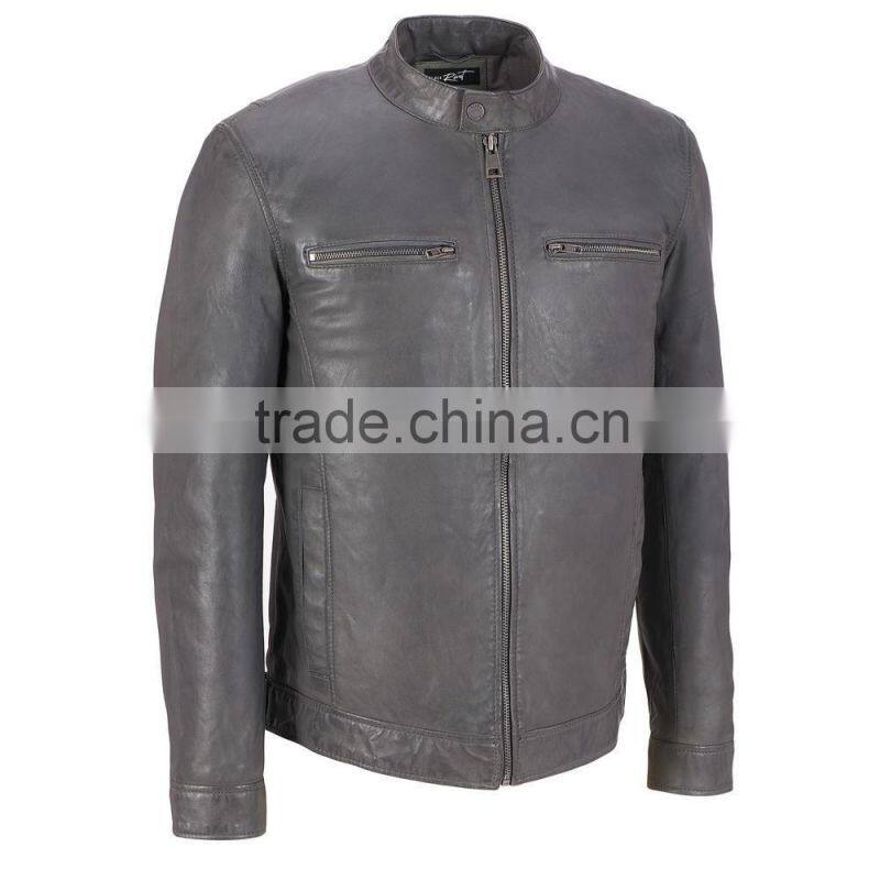 Men Studded Black Leather jacket with Belt