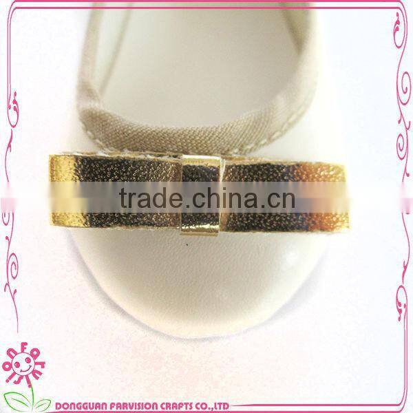 Golden pu shoes for dolls oem 15" doll shoes for dolls mini doll shoes