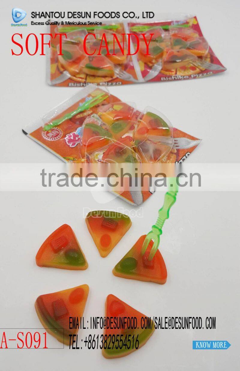 rubber pizza gummy candy with fork