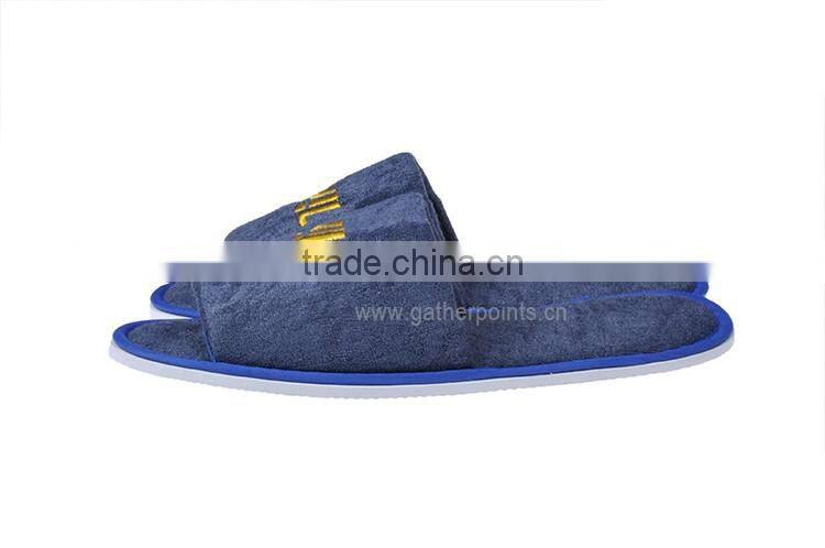 High Quality New Design Cotton Velour Open Toe Hotel Slipper