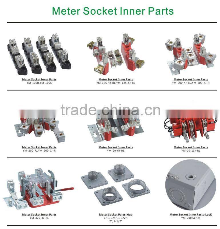 200A Single Phase/ Three Phase Square Meter Socket/Meter Base ( 4 jaws, 5 jaws, 7 jaws/4J, 5J, 7J )