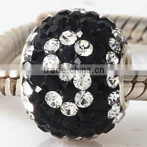 European jewelry 925 sterling silver diamond pave loose beads