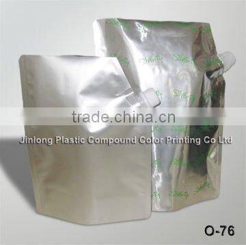 Customized colorful liquid stand up spout, pouch with spout