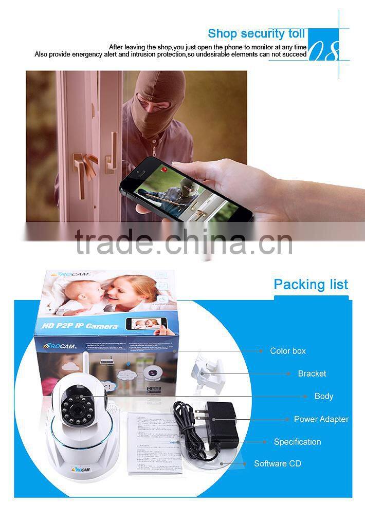 Best selling Wlan wifi IP cameras wifi camera with High 1/4 inch sensor 1.0 Megapixel high definition ip camera TF Card Storage