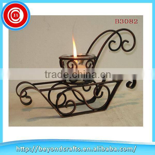 Exquisite decorative pattern black wrought iron candle holders